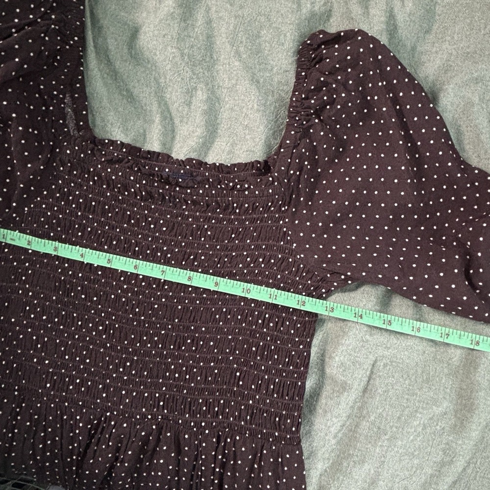Gap Smocked Midi Dress Womens S‎ Brown Polka Dot Coquette Cottagecore - Picture 8 of 10